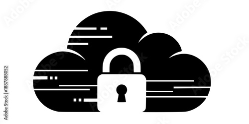 Secure Cloud Storage Padlock Computing Icon