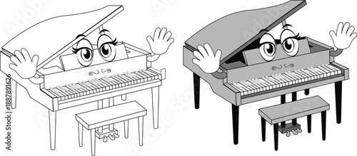 Smiling piano vector drawing