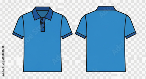 Blue polo shirt with dark blue collar and cuffs