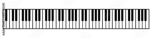 Grand Piano Keyboard with 88 Keys – Black & White Keys, Melody Instrument Vector Illustration