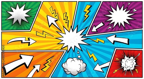 Vibrant comic book explosion elements