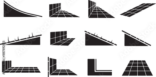 Collection of various skateboard ramp designs and shapes