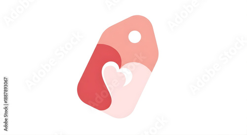 Modern vector icon depicting a price tag intertwined with a soft gradient heart, representing special promotions, discount sales, loyalty programs, or heartfelt shopping experiences