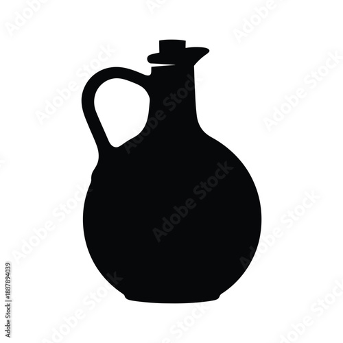 Simple Black Silhouette Icon of a Classic Kitchen Jug with Handle