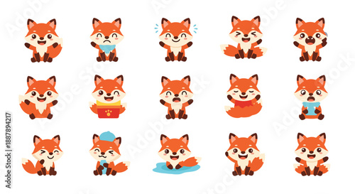 Collection of Cute Fox Character Poses