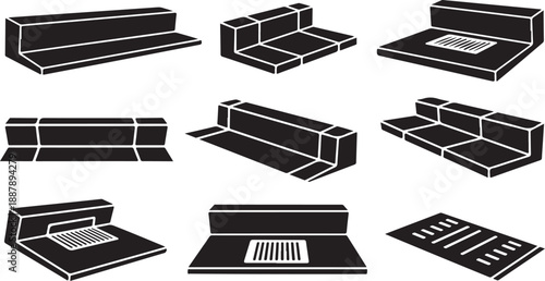Various Configurations of Modern Sectional Sofas in Black Color