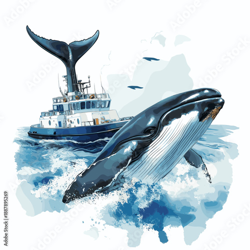 Puerto Madryn. Puerto Madryn hand drawn watercolor illustration