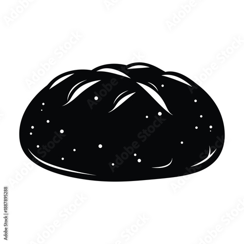 Minimalist Black Bread Loaf Graphic with Scored Lines and Dots