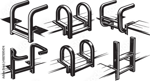 Various metal handrail designs and styles for stairs and ramps