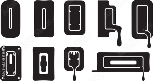 Black and white light switch plate icons set