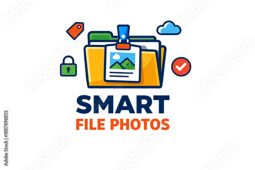 Illustrative design of organized digital files with security icons