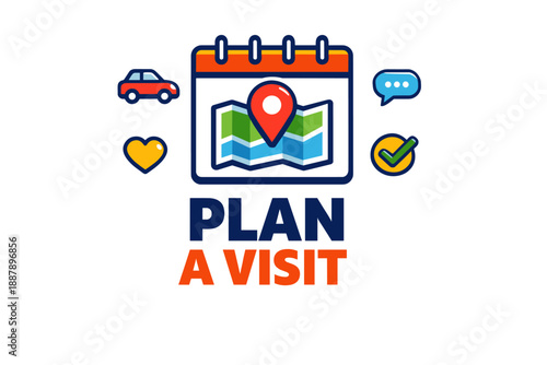 Colorful travel icon design featuring calendar and map elements