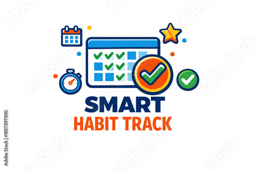 Smart habit tracker app design with calendar and checkmarks
