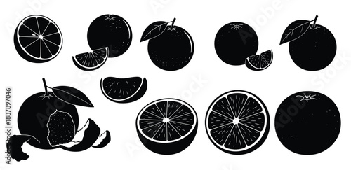 Oranges: A collection of fresh, ripe oranges in varied presentations, perfect for illustrating themes of health, nutrition, and natural goodness. 