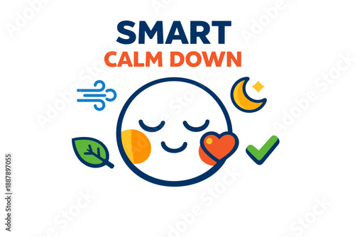Mindfulness emoticon for stress relief featuring calm expressions