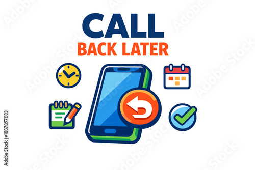 Call back later reminder with phone and calendar icons
