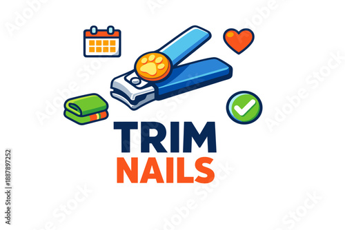 Pet nail clipper icon with paw print and grooming symbols