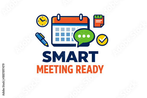 Smart meeting ready design with calendar, checklist, and alert icons
