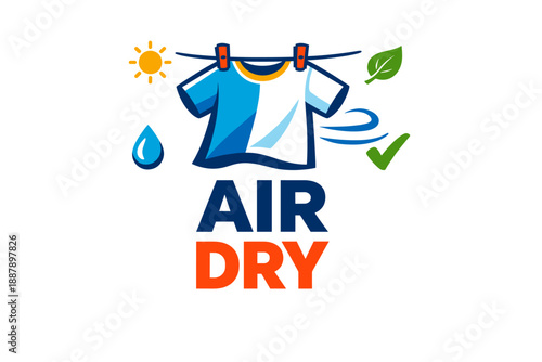 Air dry clip art of t-shirt with sunny and eco elements highlighting sustainability