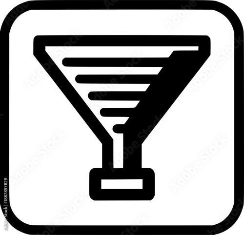 Art Deco Cocktail Symbol: A sleek, Art Deco-inspired cocktail glass illustration, with bold lines and a striking geometric design, represents the spirit of classic mixology and vintage glamour.