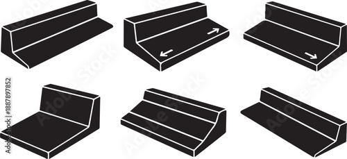 Black and white illustration of various ramp designs