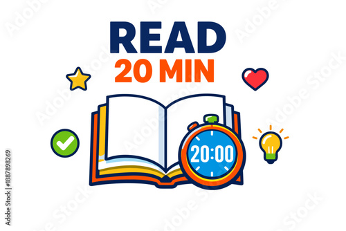 Encourage reading: spend 20 minutes daily with open book and time reminder
