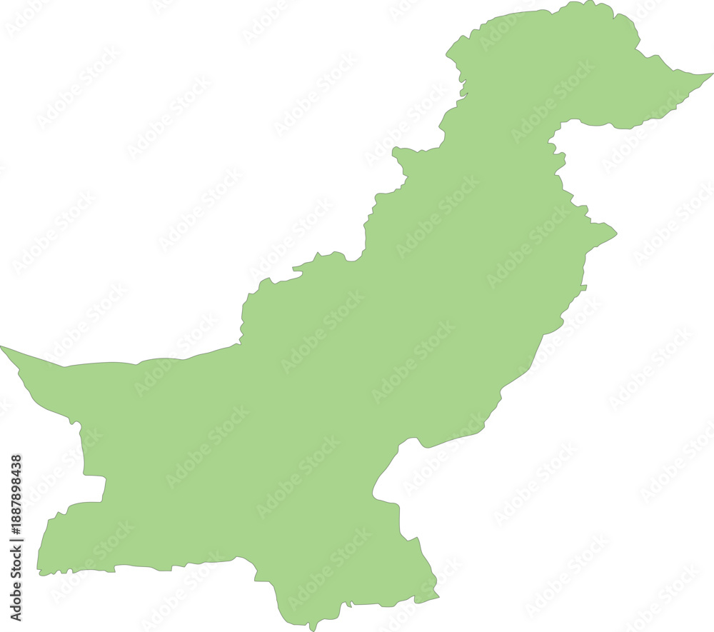 Fototapeta premium Pakistan Map Vector Silhouette in Solid Green Color Isolated on White