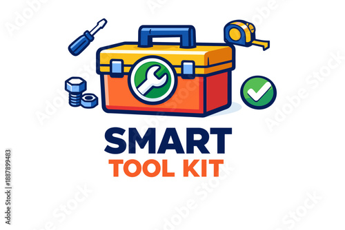 Smart tool kit with toolbox, screwdriver, and tape measure illustration