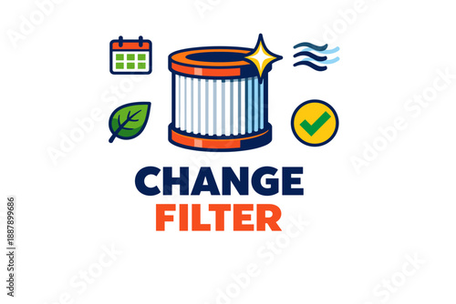 Air filter replacement reminder with icons for schedule and checkmark
