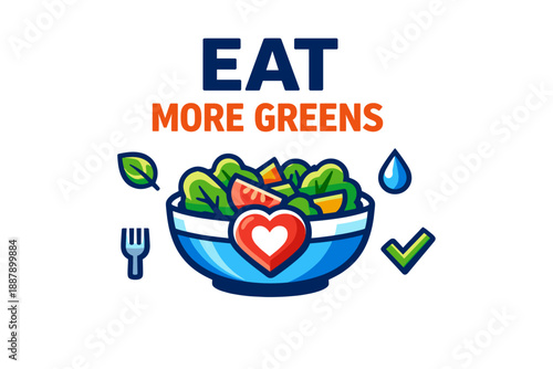 Fresh salad bowl with vegetables and motivational quote for healthy eating