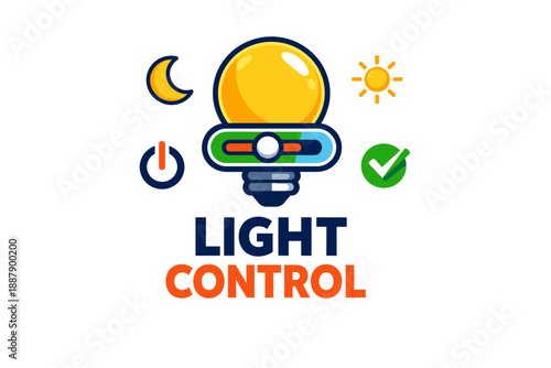 Smart light control icon with sun and moon symbols for day-night settings