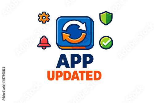 App updated: software refresh notification with gear and shield icons