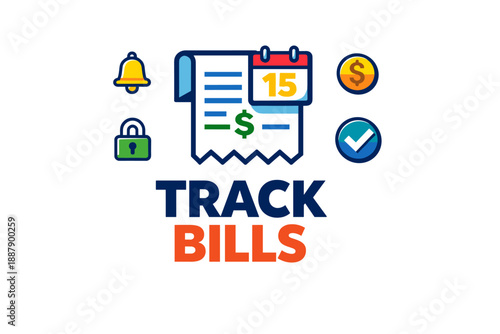 Track bills icon: budget management and financial planning symbols