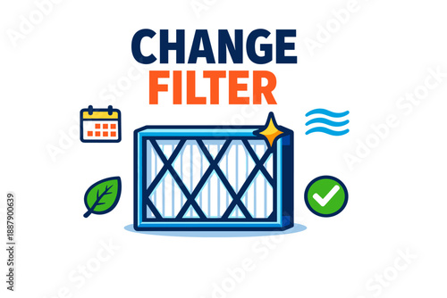 Air filter replacement reminder with calendar and checkmark icons
