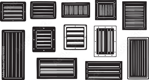 Various Ventilation Grilles and Air Vents Illustration Set