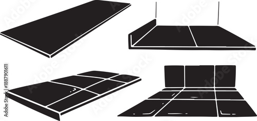 Black ceiling light fixtures in various perspectives and angles