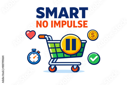Smart shopping concept with no impulse symbols
