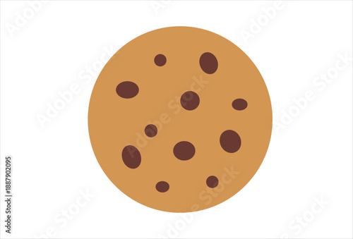 Chocolate Chip Cookie Icon on White Background