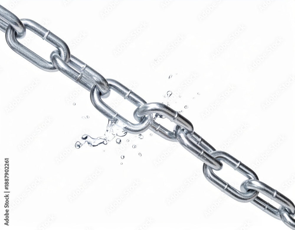 Fototapeta premium Broken Chain, Metal Links Snapped, Freedom and Broken Connections Concept