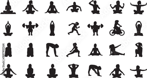 silhouettes of women exercise