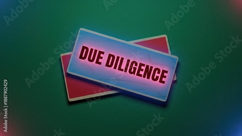 Wallpaper Mural A minimal wooden tags on a green surface with due diligence text, symbolizing compliance, audit, and review process Torontodigital.ca