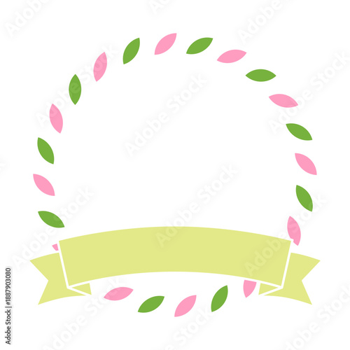 シンプルな春フレーム　リボン　吹き出し　飾り枠　ひな祭りのフレーム　春の招待状・カードデザイン・ポスター・自然デザイン