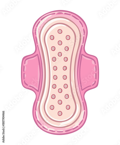 Pink sanitary pad with wings for feminine hygiene and menstruation care Graphic Asset