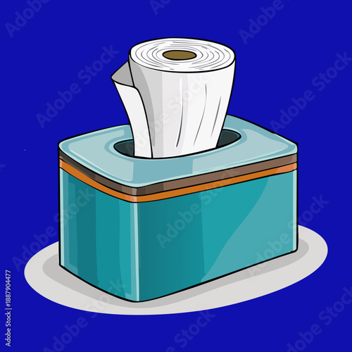 Teal tissue box with white paper for home and office hygiene Graphic Asset