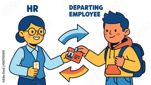 Human Resources Offboarding: Departing Employee Handover and Exit Procedure Illustration