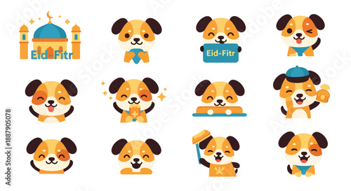 Eid Al-Fitr Dog Stickers Set