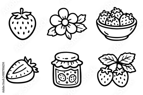 Strawberry icon collection - vector illustration
