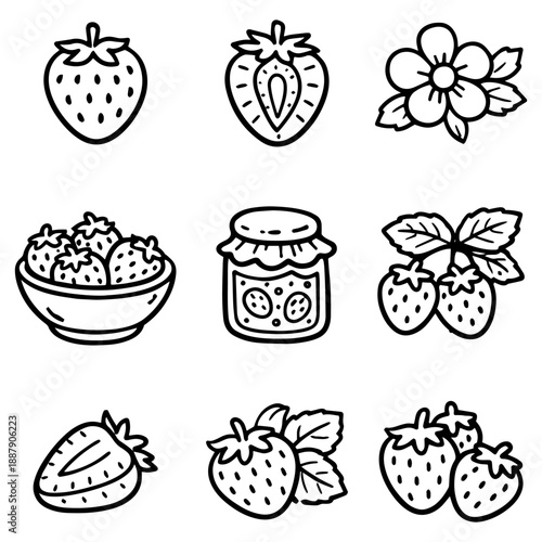 Strawberry icon collection - vector illustration