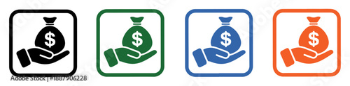 save money icon set collection