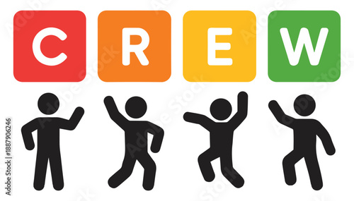 crew staff people text icon vector